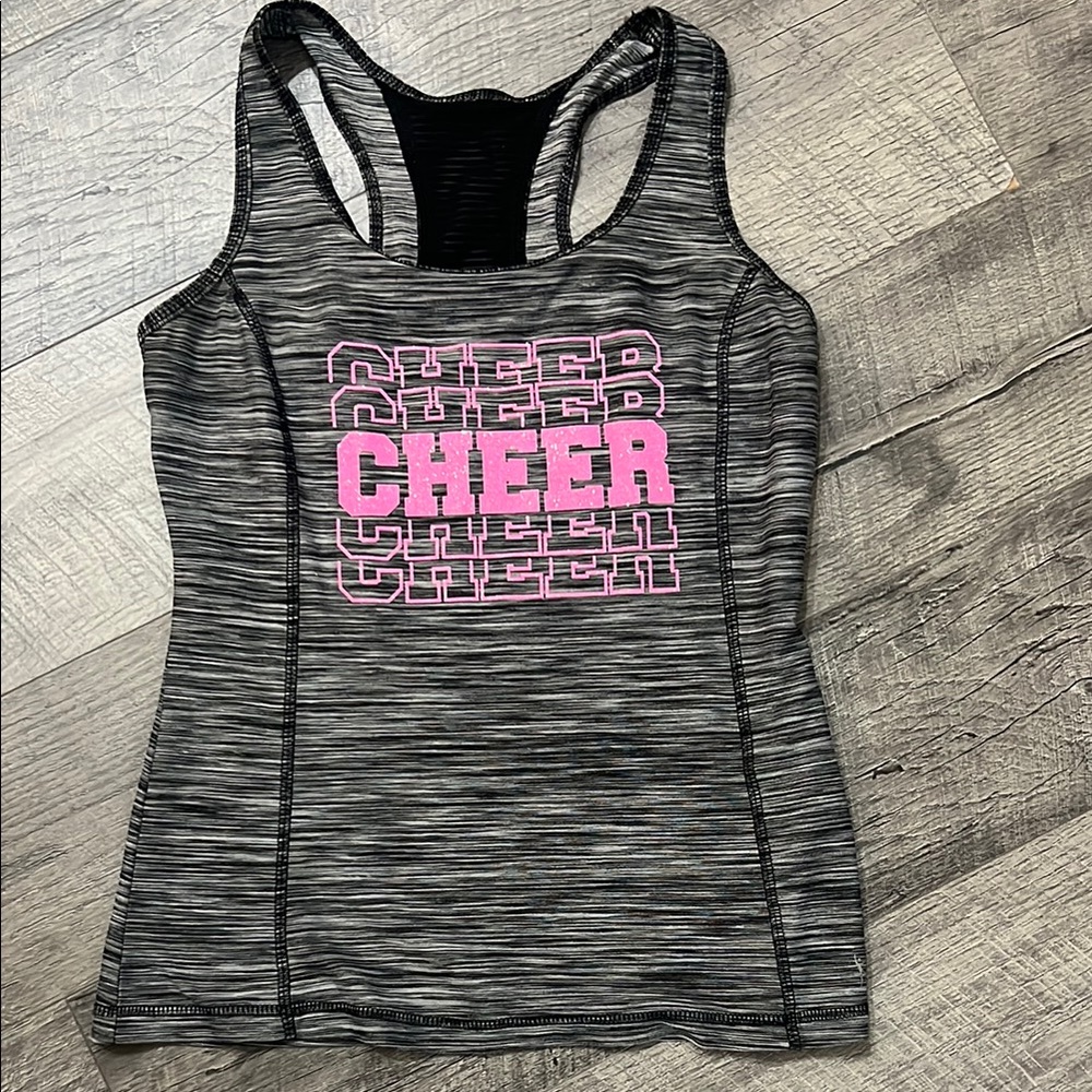 Gray and Pink Cheer Tank Top